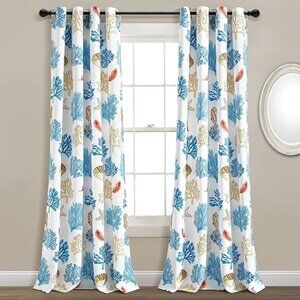 Lush Decor Coastal Reef Feather Light Filtering Window Curtain Panels🆕FAST⚡🚚